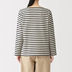Sale Muji T‐shirt en coton épais manches longues col bateau pour femme