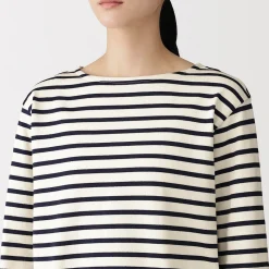 Sale Muji T‐shirt en coton épais manches longues col bateau pour femme