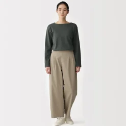 Sale Muji T‐shirt en coton épais manches longues col bateau pour femme