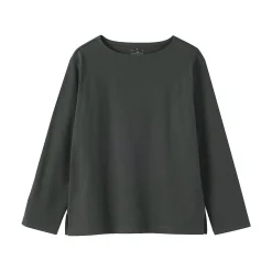 Sale Muji T‐shirt en coton épais manches longues col bateau pour femme