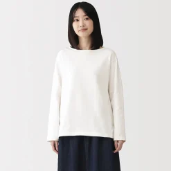 Sale Muji T‐shirt en coton épais manches longues col bateau pour femme