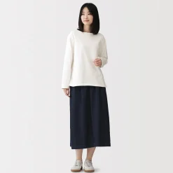Sale Muji T‐shirt en coton épais manches longues col bateau pour femme