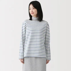 Sale Muji T‐shirt en coton épais manches longues col bateau pour femme