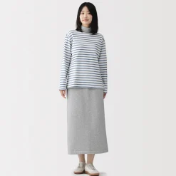 Sale Muji T‐shirt en coton épais manches longues col bateau pour femme