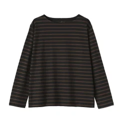 Muji T‐shirt en coton épais manches longues col bateau pour femme