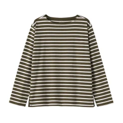 Muji T‐shirt en coton épais manches longues col bateau pour femme