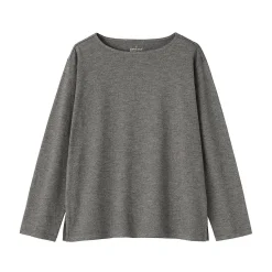 Muji T‐shirt en coton épais manches longues col bateau pour femme
