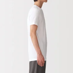 Clearance Muji T-shirt en coton recyclé sans coutures latérales à col rond - lot de 2, pour homme Gris Chiné
