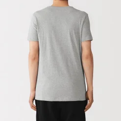 Hot Muji T-shirt en coton recyclé sans coutures latérales à col en V - lot de 2, pour homme Gris Chiné