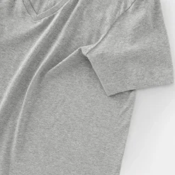 Hot Muji T-shirt en coton recyclé sans coutures latérales à col en V - lot de 2, pour homme Gris Chiné