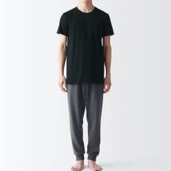 Outlet Muji T-shirt en coton sans coutures latérales à col rond - lot de 2, pour homme