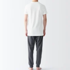 Outlet Muji T-shirt en coton sans coutures latérales à col rond - lot de 2, pour homme