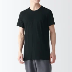Outlet Muji T-shirt en coton sans coutures latérales à col rond - lot de 2, pour homme