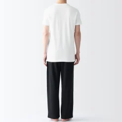 Outlet Muji T-shirt en coton sans coutures latérales à col en V - lot de 2, pour homme