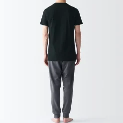 Outlet Muji T-shirt en coton sans coutures latérales à col en V - lot de 2, pour homme