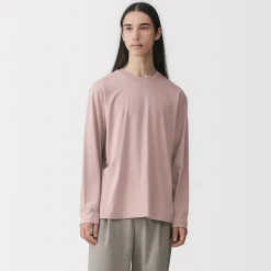 Clearance Muji T‐shirt en jersey de coton lavé manches longues pour homme