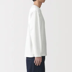 Clearance Muji T‐shirt en jersey de coton lavé manches longues pour homme