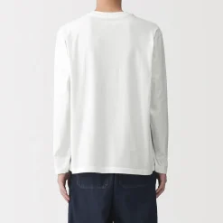 Clearance Muji T‐shirt en jersey de coton lavé manches longues pour homme