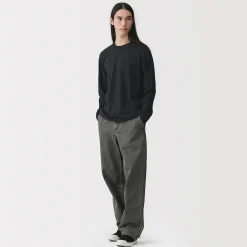 Clearance Muji T‐shirt en jersey de coton lavé manches longues pour homme