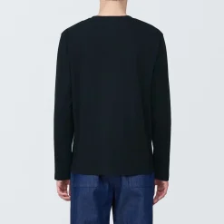 Clearance Muji T‐shirt en jersey de coton lavé manches longues pour homme