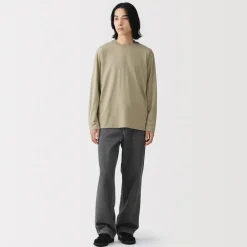 Clearance Muji T‐shirt en jersey de coton lavé manches longues pour homme