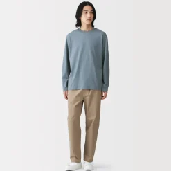 Clearance Muji T‐shirt en jersey de coton lavé manches longues pour homme