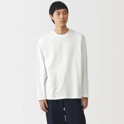Clearance Muji T‐shirt en jersey de coton lavé manches longues pour homme