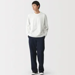 Clearance Muji T‐shirt en jersey de coton lavé manches longues pour homme