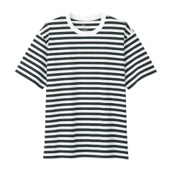 Discount Muji T‐shirt en jersey de coton épais manches courtes homme Rayures Noir