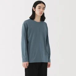 Clearance Muji T‐shirt en jersey de coton lavé manches longues pour homme