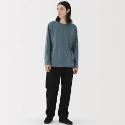 Clearance Muji T‐shirt en jersey de coton lavé manches longues pour homme