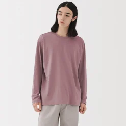 Clearance Muji T‐shirt en jersey de coton lavé manches longues pour homme