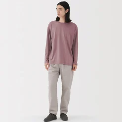 Clearance Muji T‐shirt en jersey de coton lavé manches longues pour homme