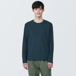 Clearance Muji T‐shirt en jersey de coton lavé manches longues pour homme