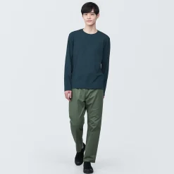 Clearance Muji T‐shirt en jersey de coton lavé manches longues pour homme