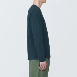 Clearance Muji T‐shirt en jersey de coton lavé manches longues pour homme
