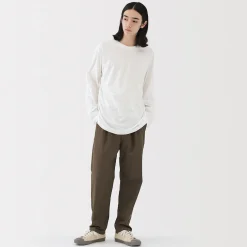 Clearance Muji T‐shirt en jersey de coton lavé manches longues pour homme