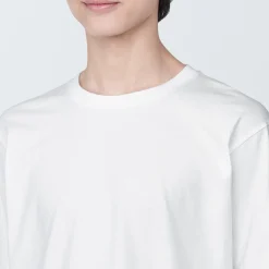 Clearance Muji T‐shirt en jersey de coton lavé manches longues pour homme