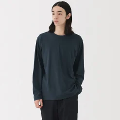 Clearance Muji T‐shirt en jersey de coton lavé manches longues pour homme