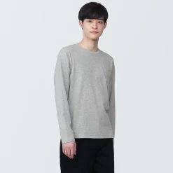 Clearance Muji T‐shirt en jersey de coton lavé manches longues pour homme