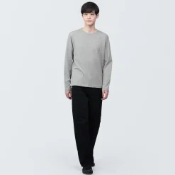 Clearance Muji T‐shirt en jersey de coton lavé manches longues pour homme