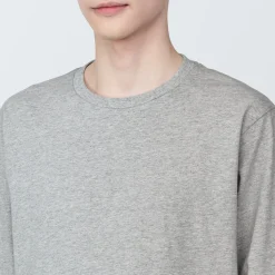 Clearance Muji T‐shirt en jersey de coton lavé manches longues pour homme