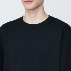 Clearance Muji T‐shirt en jersey de coton lavé manches longues pour homme