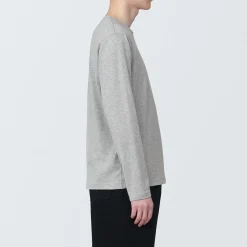 Clearance Muji T‐shirt en jersey de coton lavé manches longues pour homme