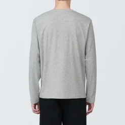 Clearance Muji T‐shirt en jersey de coton lavé manches longues pour homme