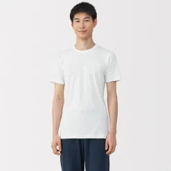 Muji T‐shirt manches courtes col crew en coton chaud pour homme