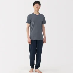 Muji T‐shirt manches courtes col crew en coton chaud pour homme