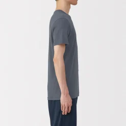 Muji T‐shirt manches courtes col crew en coton chaud pour homme