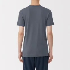 Muji T‐shirt manches courtes col crew en coton chaud pour homme