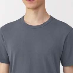 Muji T‐shirt manches courtes col crew en coton chaud pour homme